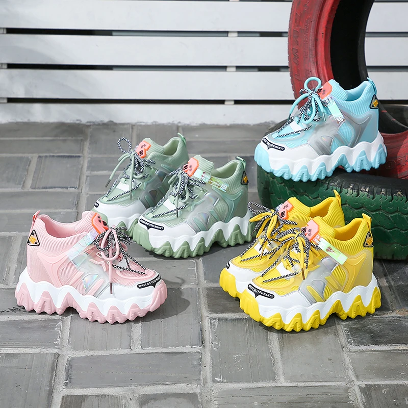 Кроссовки женские на платформе 9 см повседневная спортивная обувь массивной