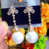 kellybola fashionable exquisite cubic zirconia pearl pendant earrings womens banquet everyday jewelry accessories high quality