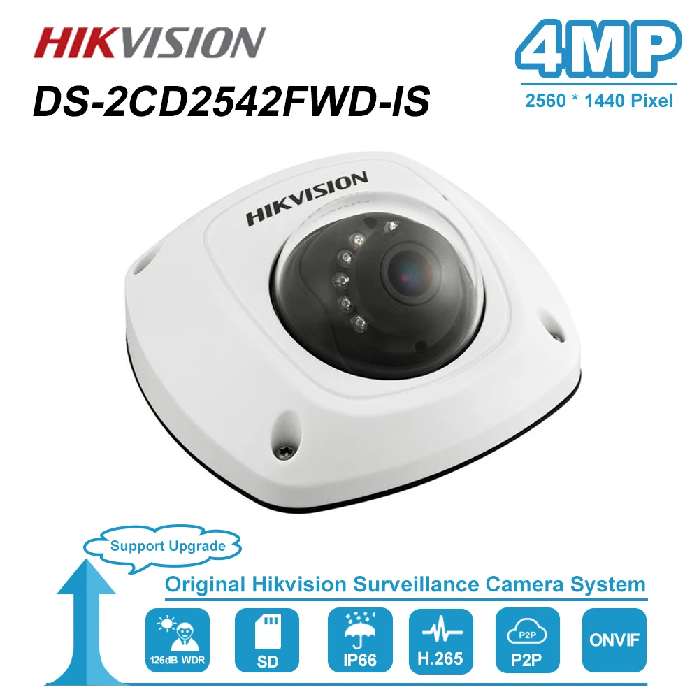 Hikvision 4MP 2,8/4 мм с фиксированным объективом WDR купольная сетевая POE ip-камера с защитой от атмосферных воздействий IP67 H.264+ ночное видение ИК 10 м DS-2CD2542FWD-IS