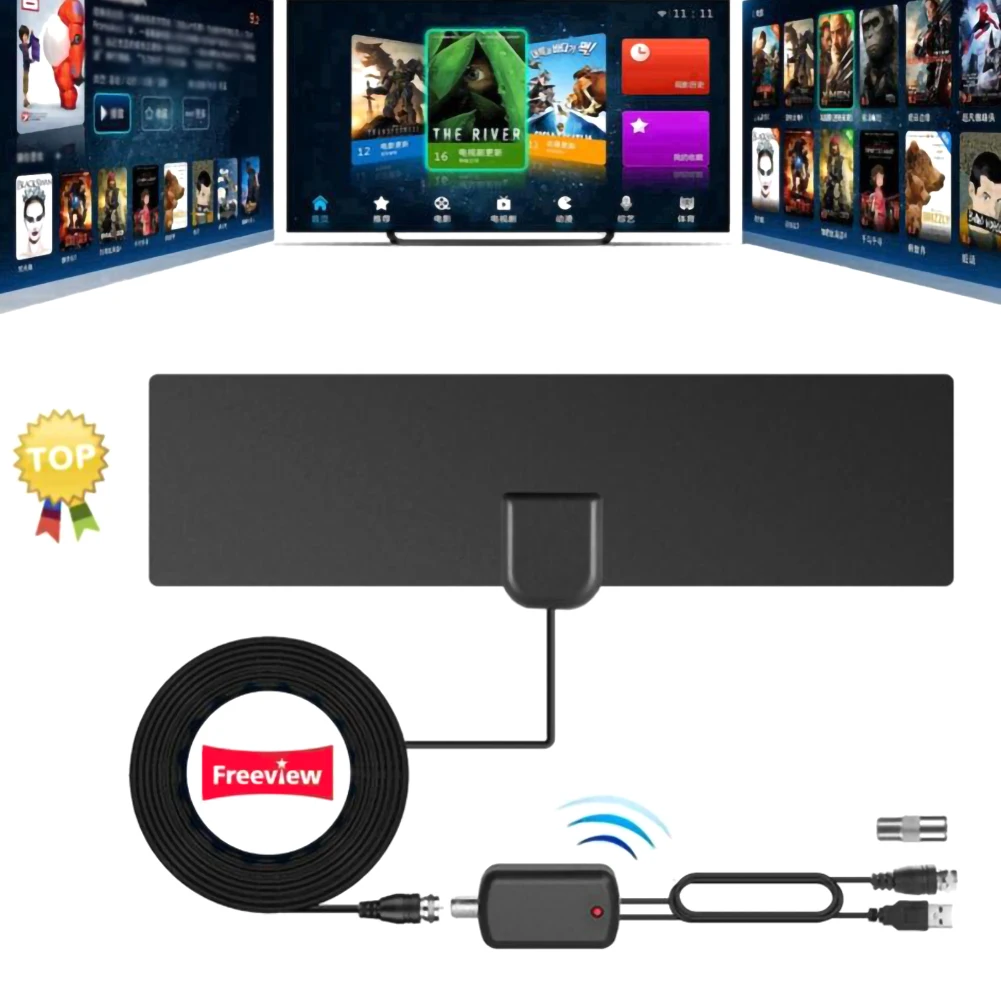 Комнатная усиленная HD ТВ антенна с диапазоном 960 миль поддержка 4K VHF UHF Freeview