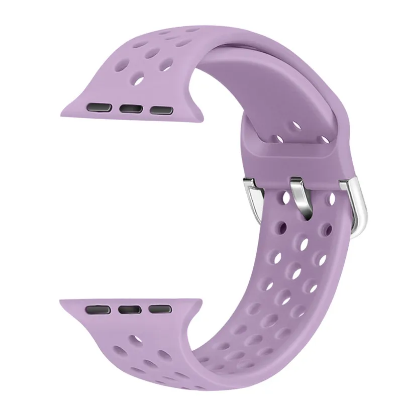 purple Ремешок для apple watch группа 4, версия 1, 2, 3, ремешок 44/40 мм силиконовый браслет для наручных часов iwatch серии, версия 1, 2, 3, ремешок 38, 42 мм, версия дышащий Браслет аксессуар - Цвет ремешка: purple
