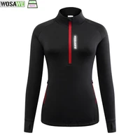 wosawe womens thermal half zip long sleeve cycling pullover winter autumn jacket zipper pockets