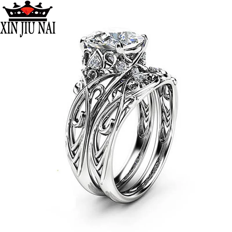 2 шт кольцо для женщин набор двойных колец помолвки женщины кубического циркония