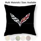 Наволочка с эмблемой Corvette C7, наволочка для подушки, наволочка из хлопка и льна, наволочка Corvette с логотипом Racing Stingray, Chevy, быстрая фотография