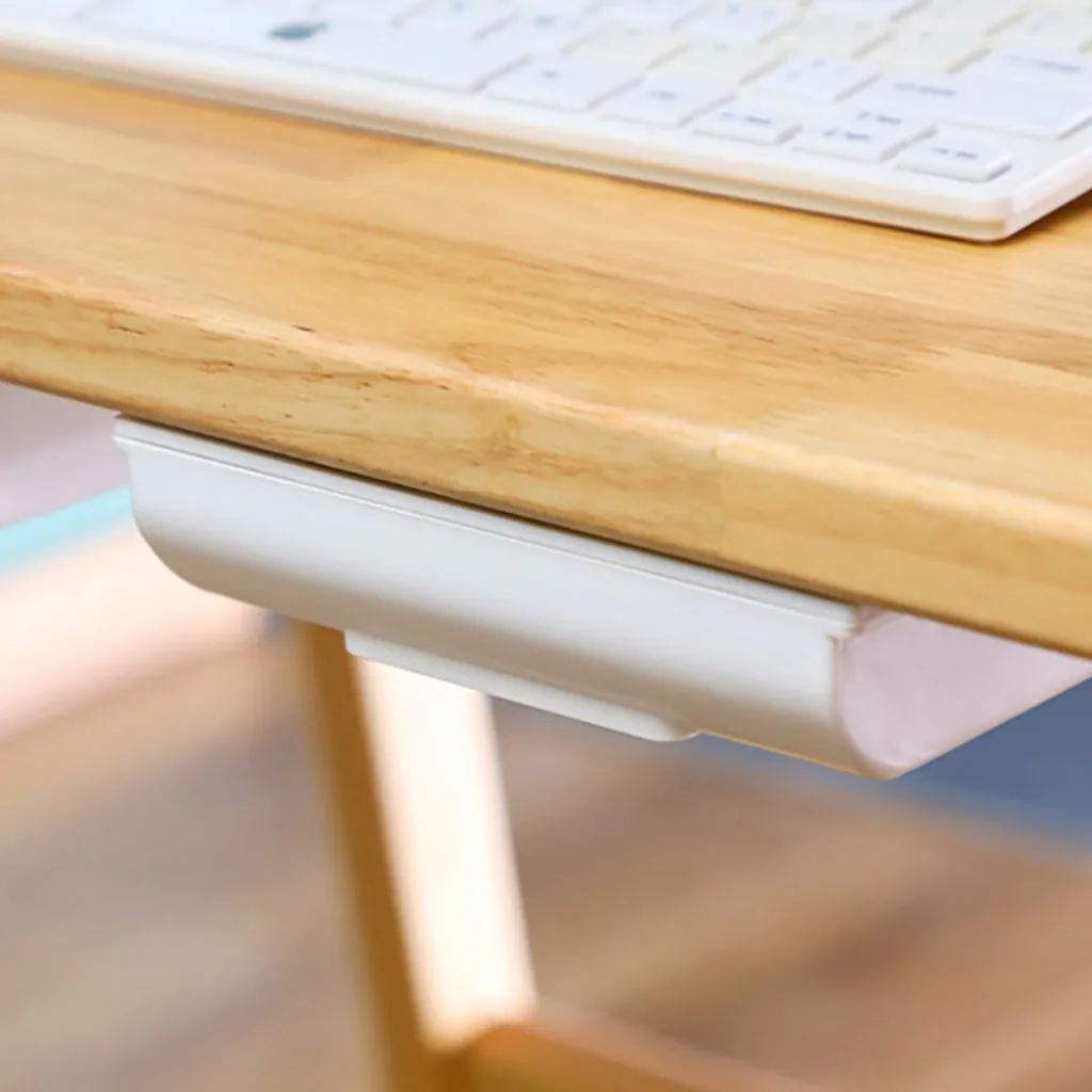 

Self Stick Pencil Tray Desk Table Storage Drawer Organizer Box Under Desk Stand Self-adhesive under-drawer storage box#30