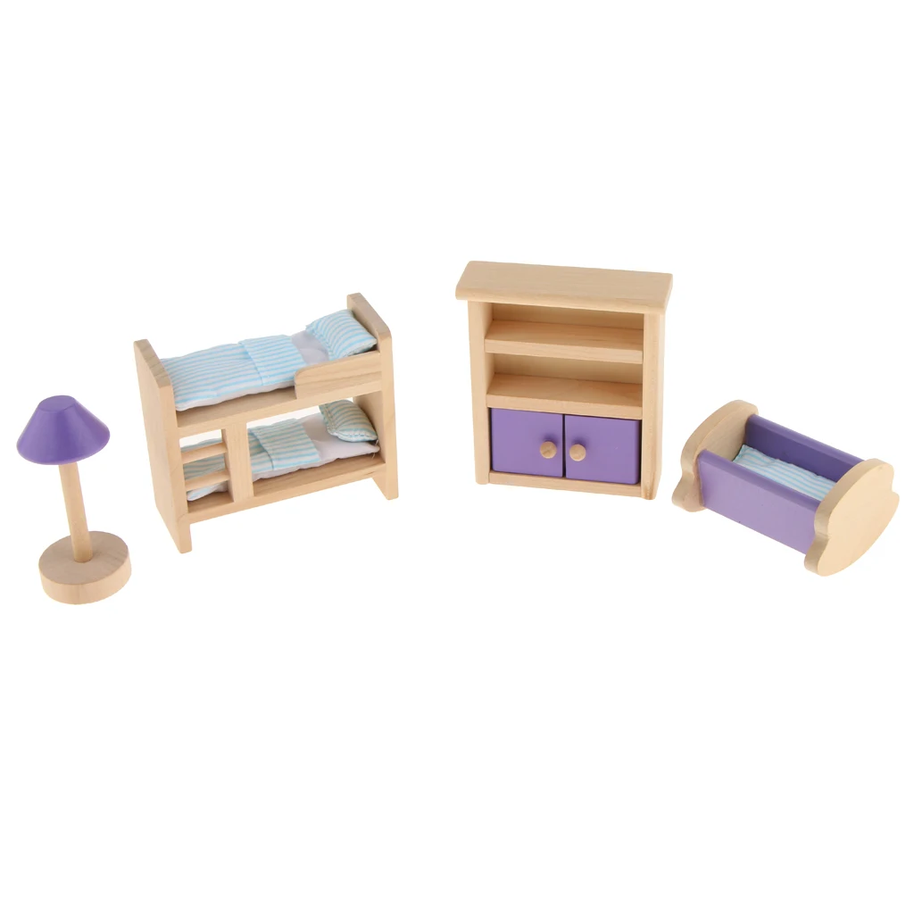 

4pcs/Set Mini Dolls House Nursery Room Furniture Role Play Toy - Kids Room