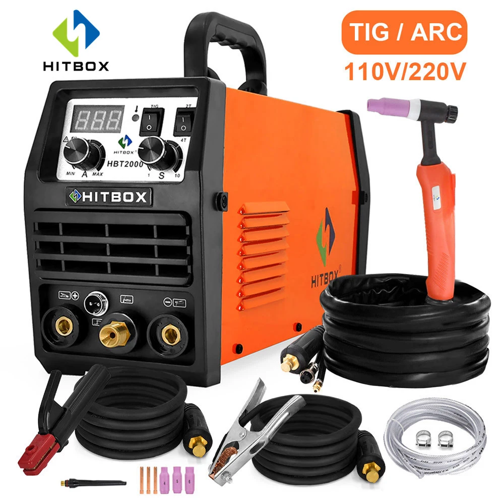 Сварочный аппарат HITBOX HBT2000 TIG ARC 2 в 1 110 В/220 В антипригарный электрод HF 2T 4T Tig