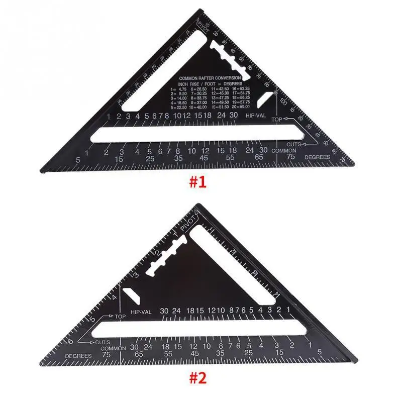 

LAMEZIA 7 Inch imperial/Metric Aluminum Alloy Black Oxidation Roofing Protractor Layout Guide Triangle Angle Ruler