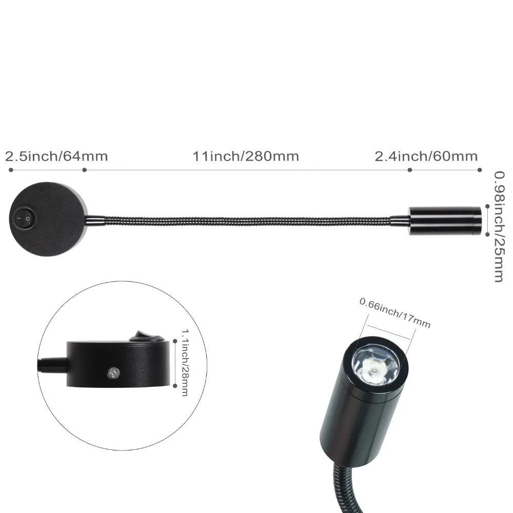 KHLITEC 3W светодиодный настенный светильник для помещений бра лампа чтения с