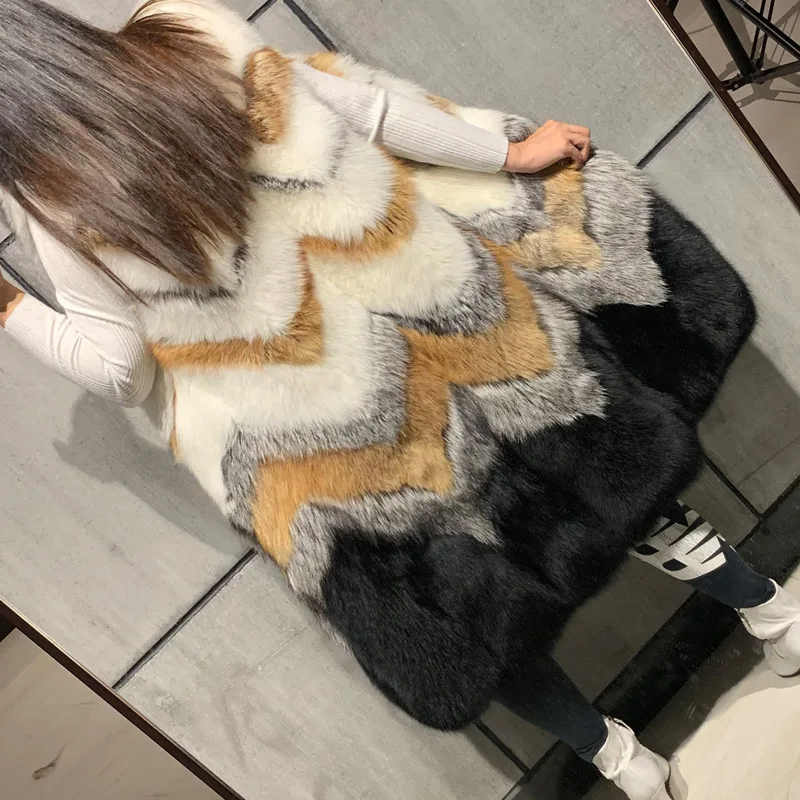 

women natural vest long ladies real fur gilet