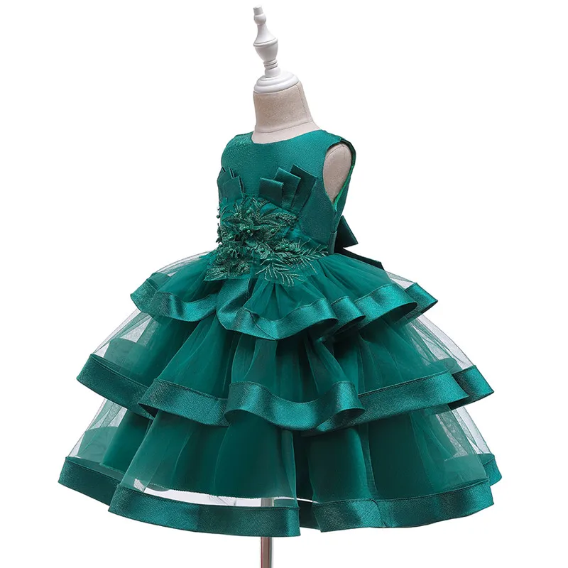 Flower Girls Dresses for Birthday Party Clothes Lace Pageant Baby Girls Sleeveless Princess Wedding Children Prom Gowns