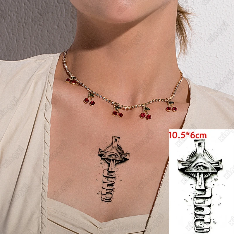 Водостойкая Временная тату-наклейка маленькие глаза крест голова льва старая