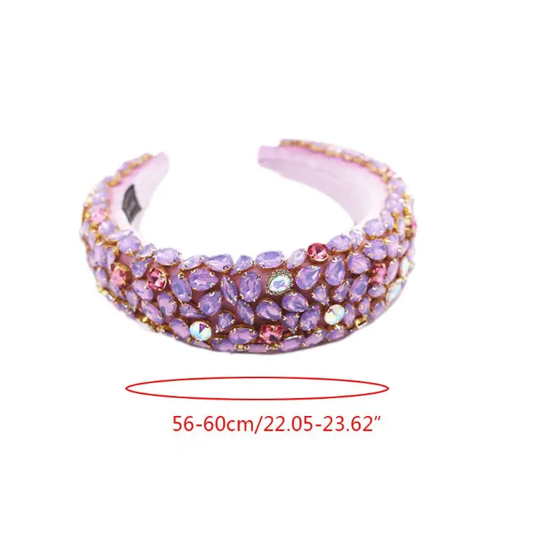 

Baroque Dance Party Jewelry Bandana Shiny Geometric Rhinestone Crystal Headband Sponge Padded Neon Candy Color Hair Hoop