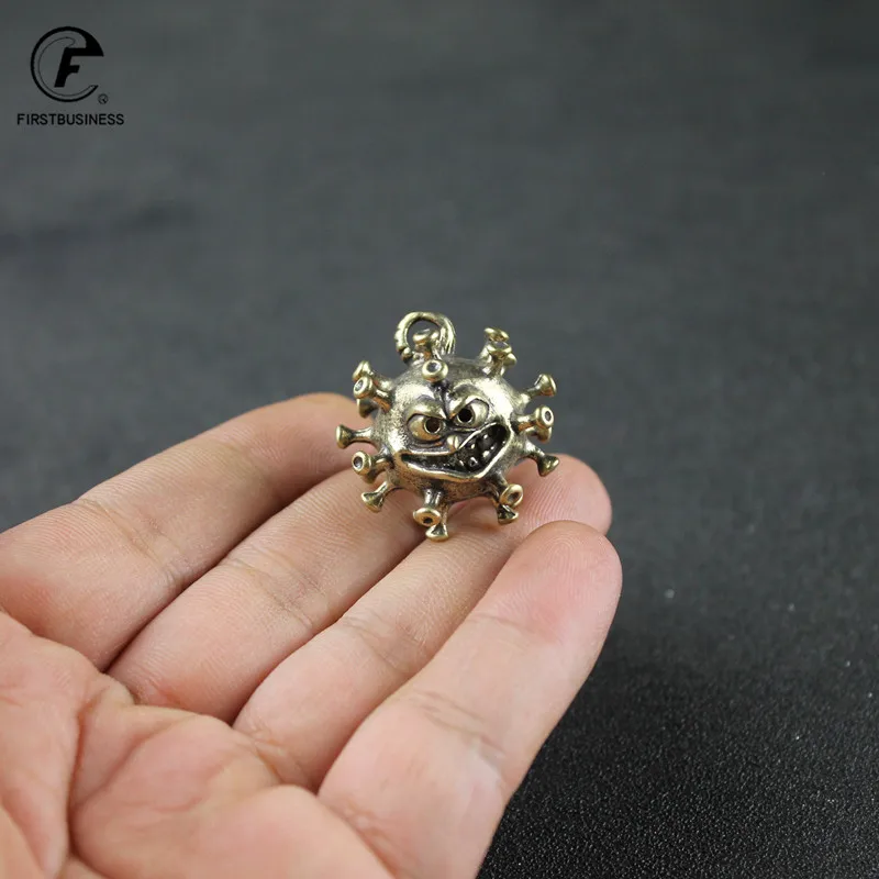 Латунный брелок для ключей в виде мультяшного вируса подвеска автомобиля