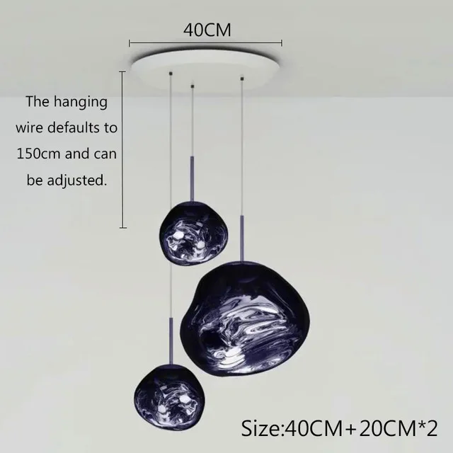 

Postmodern Blue Glass Chandelier Lustre Led Lava Chandelier Living Room Interior Lighting Hang Lamp LED Bulbs Cord Pendant Iron