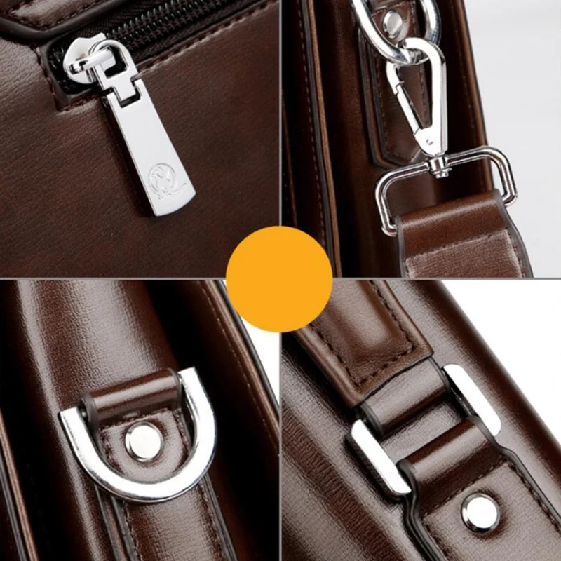 

ASDS-Business Men's Bag Large Capacity Cowhide Leather Briefcase Combination Lock Shoulder Messenger Bag 38X27X7cm
