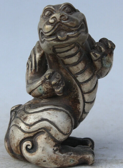 923 + 6 &quotСтарый китайский фэн-шуй Бронзовый Серебряный зверь животное бестиал