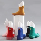 Детские Нескользящие шлепанцы для пола с вышивкой из мультфильма, вязаные ботинки для новорожденных, малышей, девочек, мальчиков, подходящая цветная обувь для ходунков