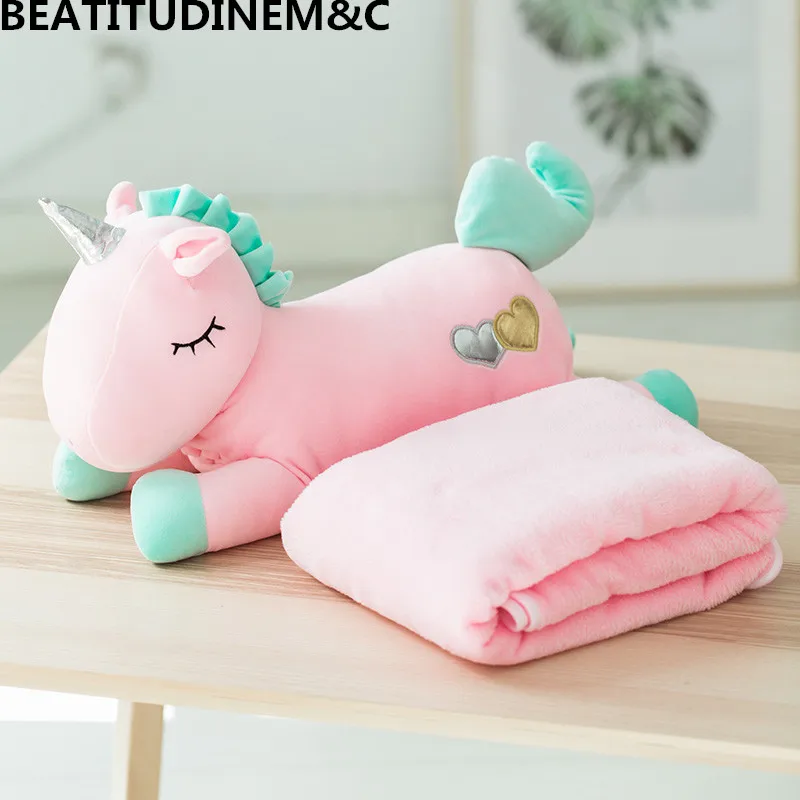 

Cute Winter Warm Unicorn Toy Doll Hand Warmer Pillow 3 in 1 Blanket Unicorn Plush Toy Child Toy Baby Blanket Home Decor Gift