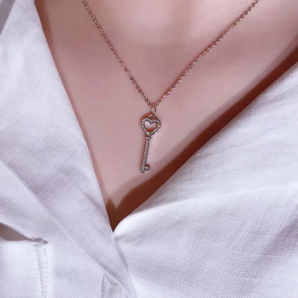 TSHOU139 женское ожерелье из стерлингового серебра 925 пробы с любовным ключом
