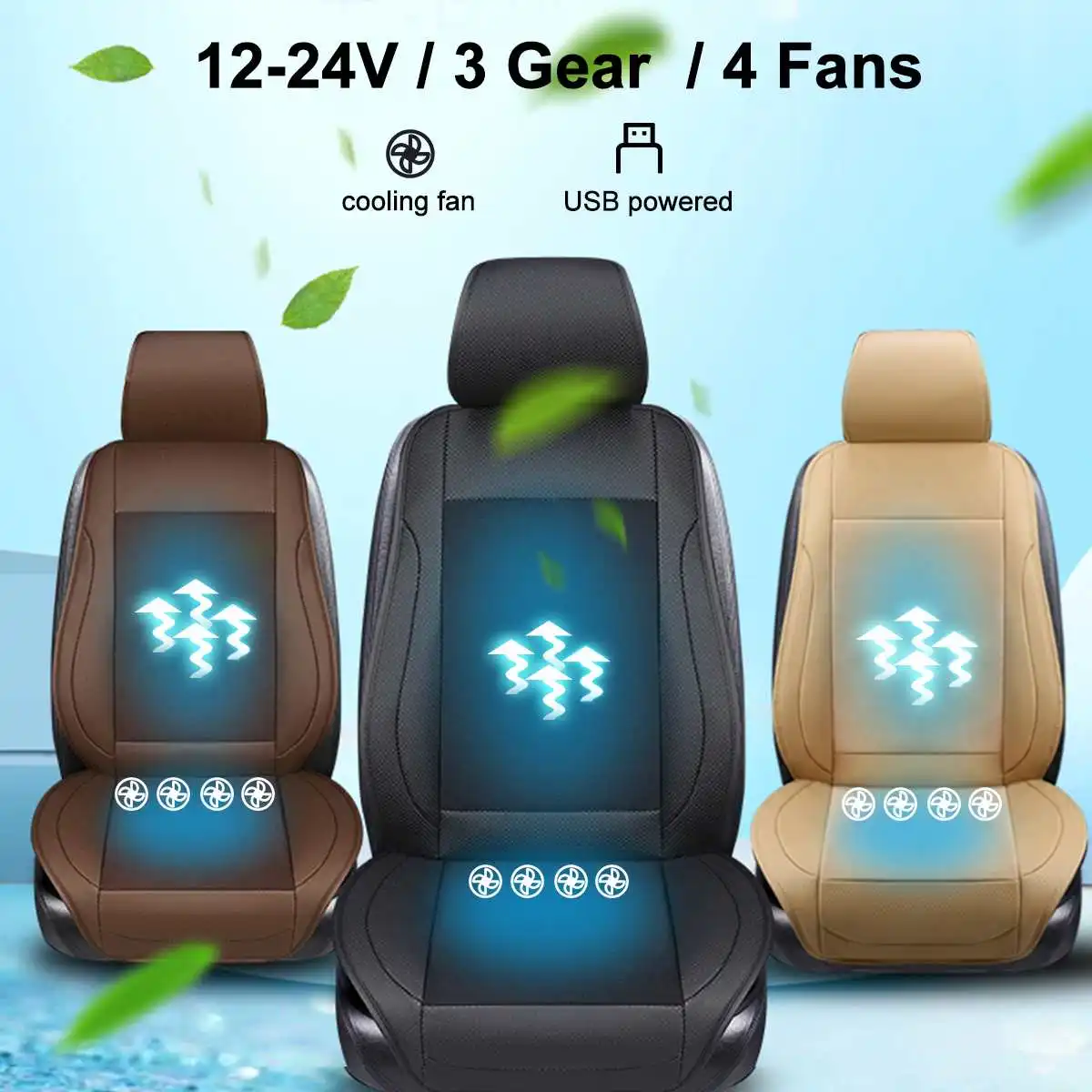 

Cooling Car Seat Cushion Cover 8/4 Built-in Fan Car Chair Back Support Massage 3D 12V 24V Summer Universal Conditioned Cooler