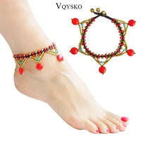creative bohemian women turquise anklet adjustable fashion multi color handmade beach kobiety sanda%c5%82y beaded jewelry accessories