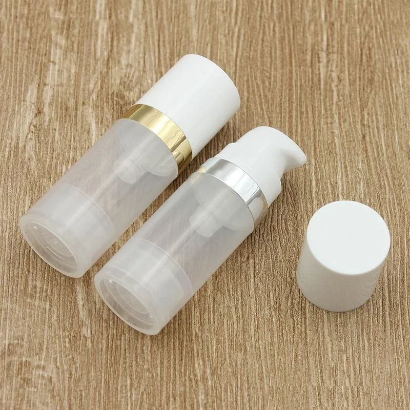 

Empty 10ml Airless Pump Bottles Lotion Bottles for Cosmetic with Silver Gold Line Cosmetic Packaging WB2492