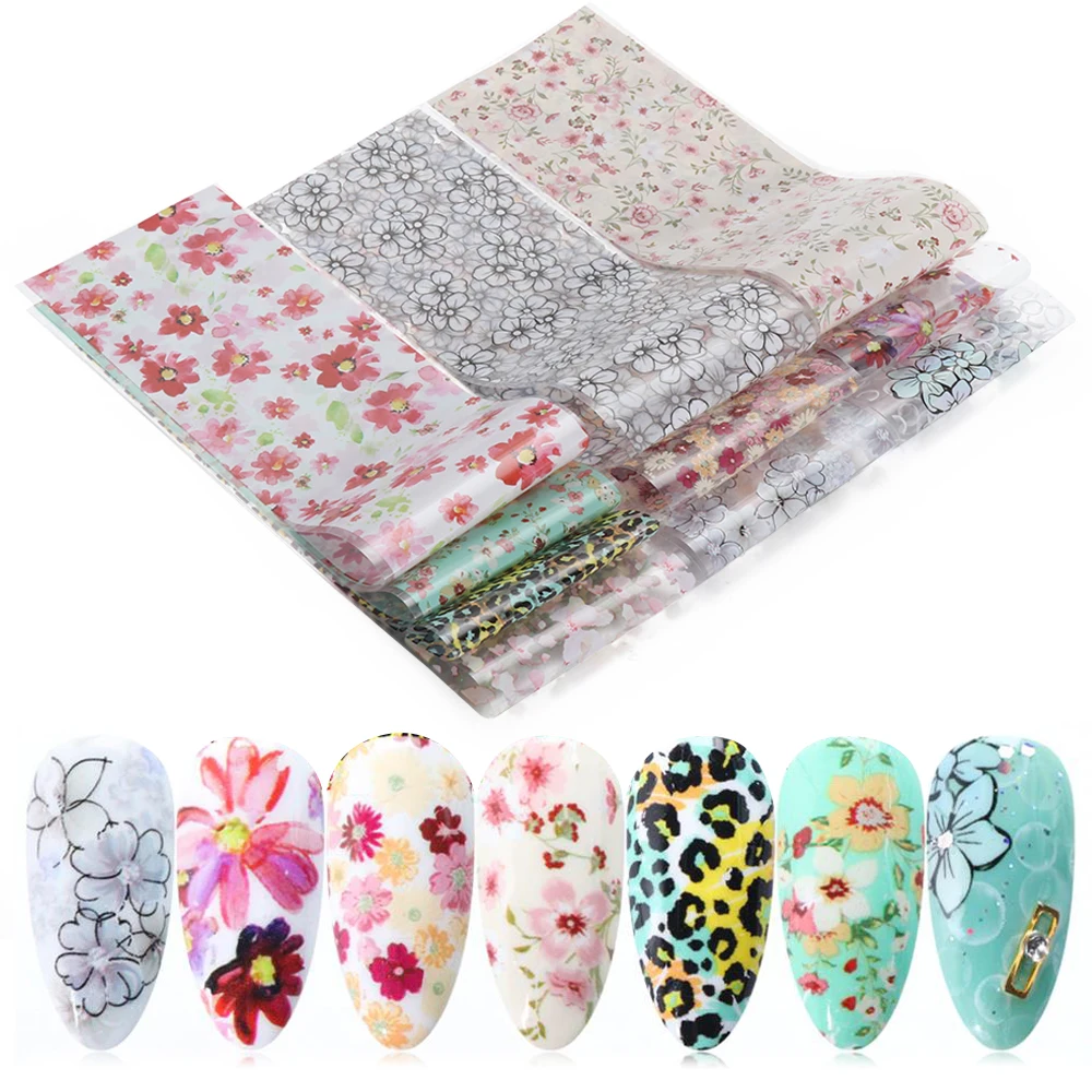 10 шт. 20x4 см с леопардовым принтом Фольга для ногтей наклейки Обертывания Набор