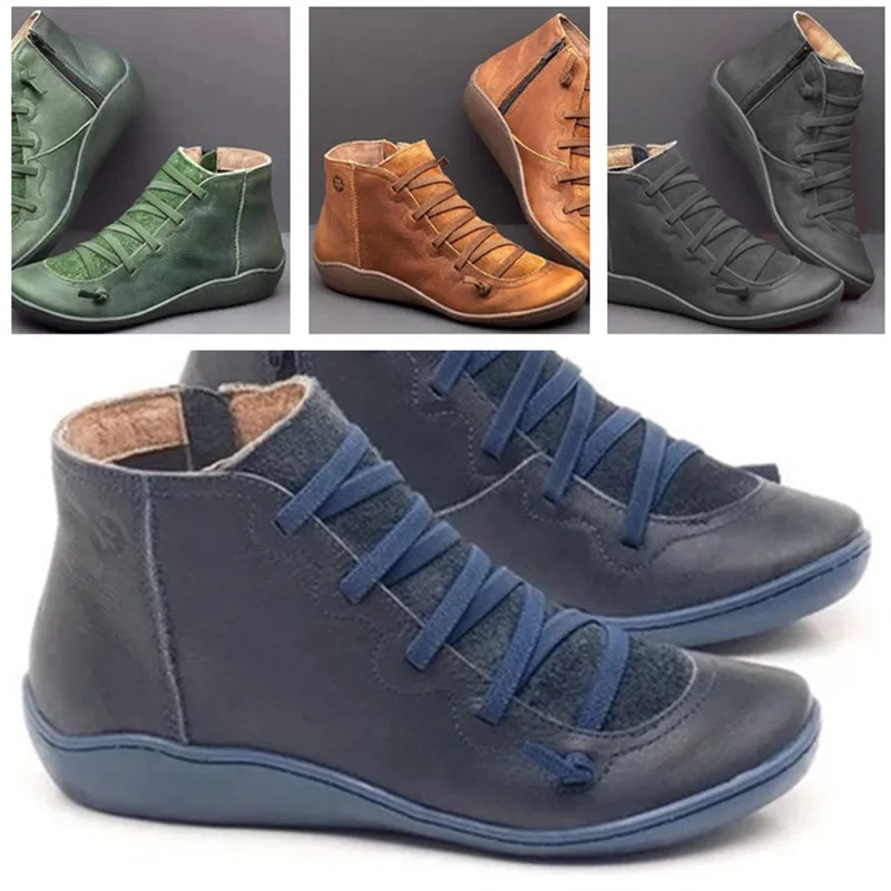 

Autumn Winter Hot Sale Women Boots Warm Non-slip Plus Size Ankle Boots with Side Zipper Design Solid Color Casual Short Boots