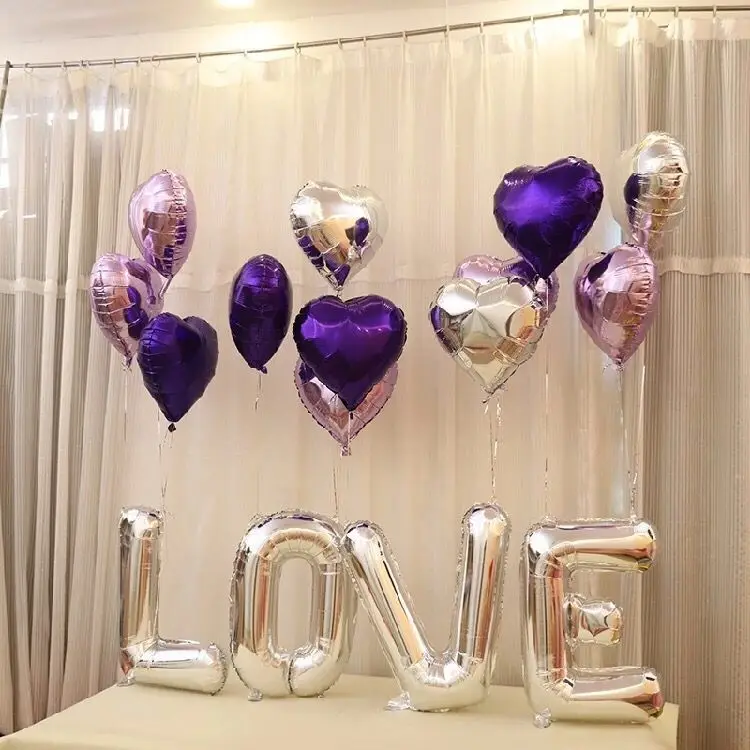16 шт. алюминиевый воздушный шар с надписью LOVE 18 дюймов в форме сердца 32 дюйма 12