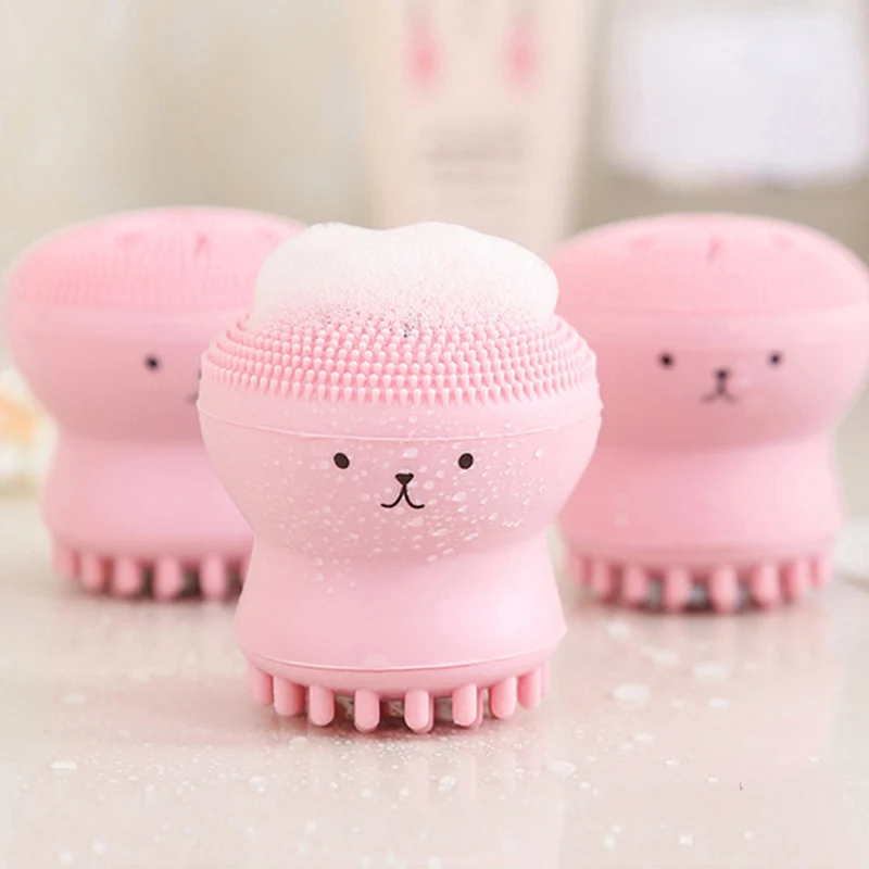 

Lovely Animal Small Octopus Shape Silicone Facial Cleaning exfoliating Brush Deep Pore Exfoliator Face Washing Skin Care masage
