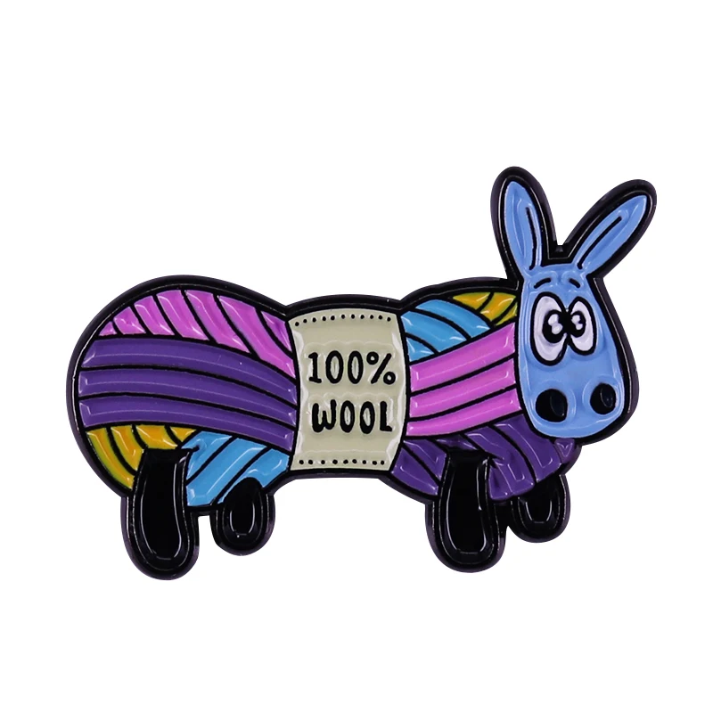 Эмалированная брошь в виде радужной овечьей пряжи для вязания на булавке значок