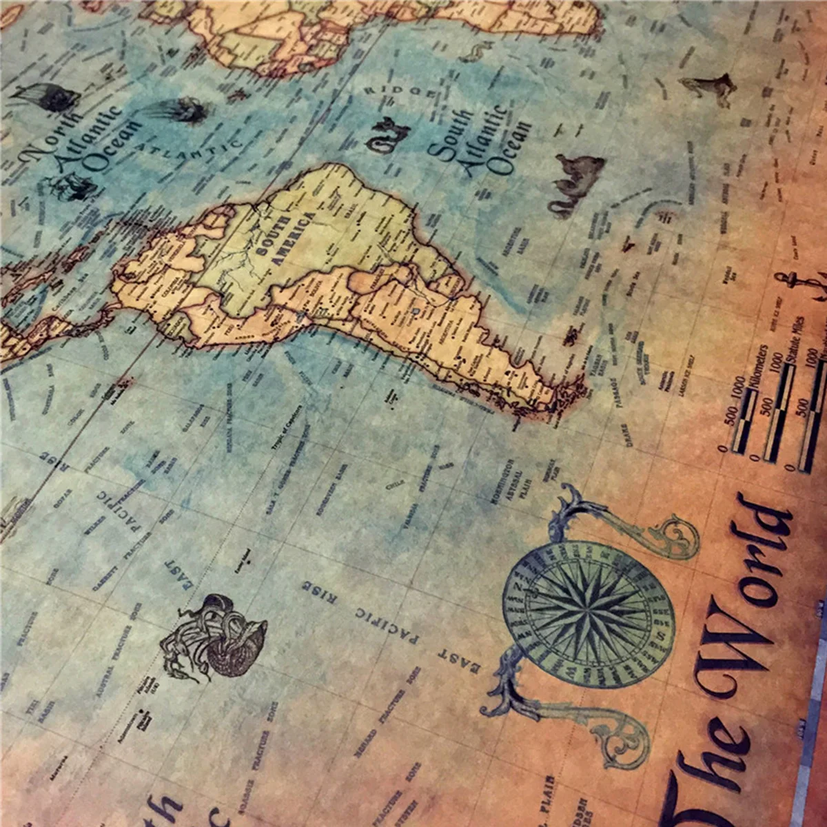 Старая навигационная карта мира крафт бумага кафе бар офис настенная ретро
