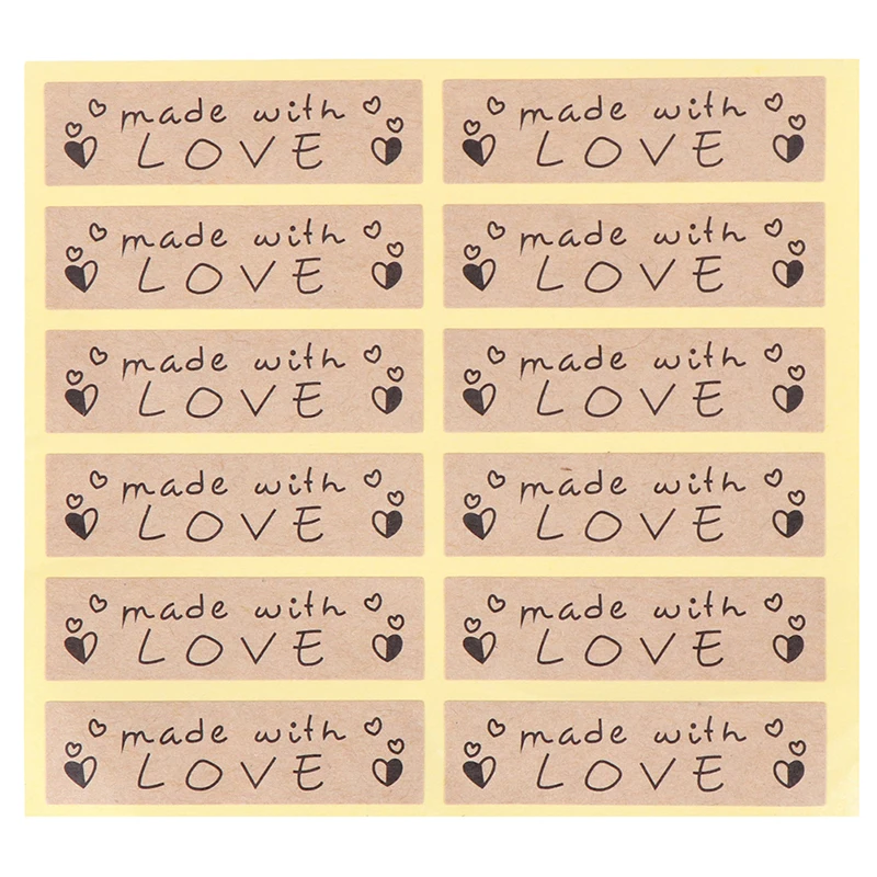 

60 шт., бумажные наклейки ручной работы с надписью «Handmade With Love»