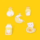 Эмалированная булавка в коробке для котят, кролик, рыба в стеклянном боте, броши на заказ, искусственная одежда, мультяшный значок, подарок для друзей