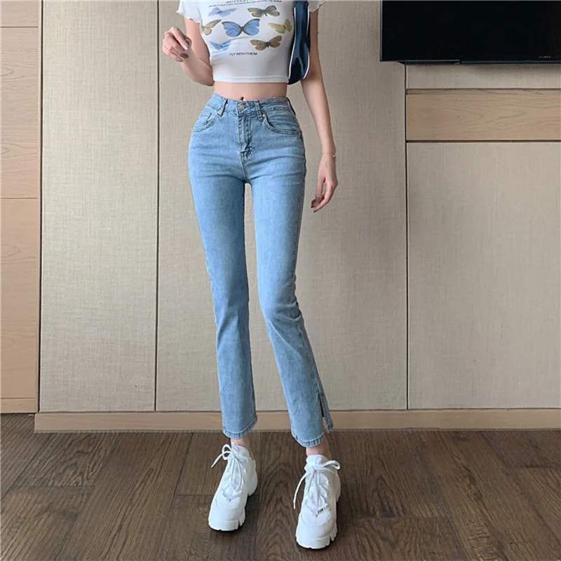 

Woman Skinny Jeans High Waist Clothes Blue Denim Clothing Streetwear Vintage Quality Nice Sretch Vogue Harajuku