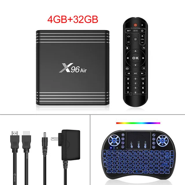 4G32G EN i8 Backlit X96 Air Android 9,0 ТВ приставка Amlogic S905X3 Четырехъядерный 4 ГБ 64 ГБ 32 ГБ 8 к 24 кадров в секунду X96Air медиаплеер телеприставка PK X96 Mini Max - Цвет: 4G32G EN i8 Backlit