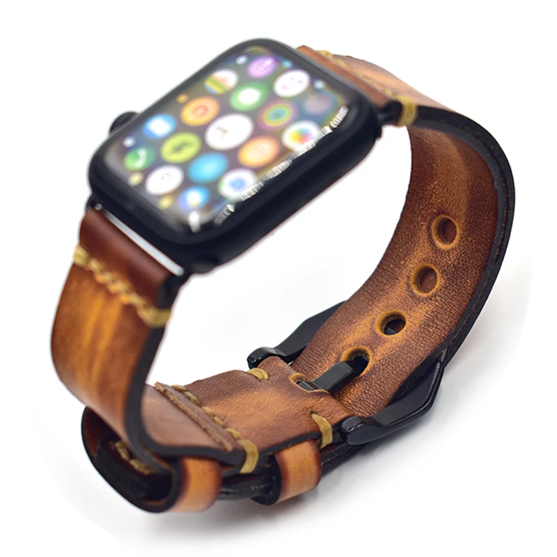 Onthelevel кожаный ремешок для Apple Watch 4 группа 42 мм 38 мм iWatch полосы 44 мм 40 мм двойной слой кожа Скрытая пряжка ремня# E