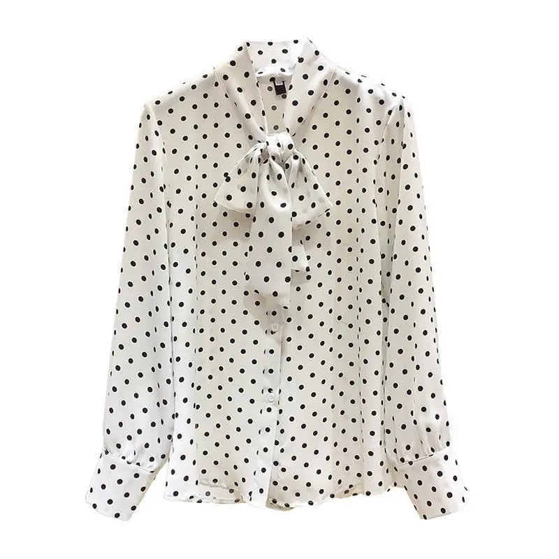 

2021 Spring New Fashion Women's Shirt Polka Dot Chiffon Blouse Loose Long Sleeve Casual Tops Plus Size 3XL Female Clothing