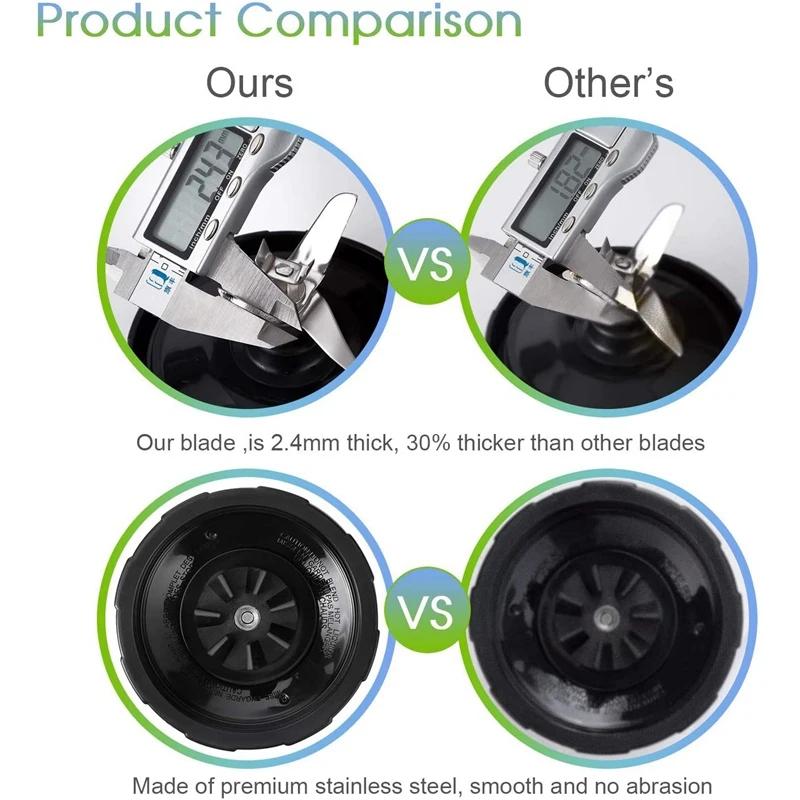 

7 Fins Replacement Blade Suitable for Ninja Blender Replacement Parts with 1 Extra Gasket Rubber and 1 Brush Suitable