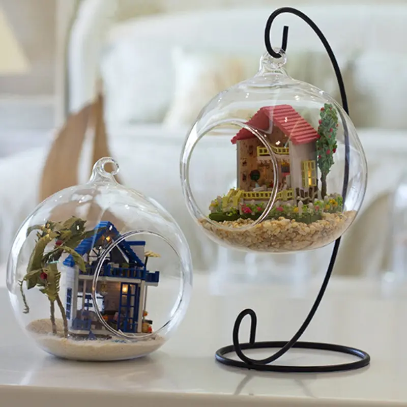 

Iron Art Home Decoration Table Ball Lantern Candle Hanging Stand Holder Retro Glass Ball Hanging Stand Candle Holder Wedding