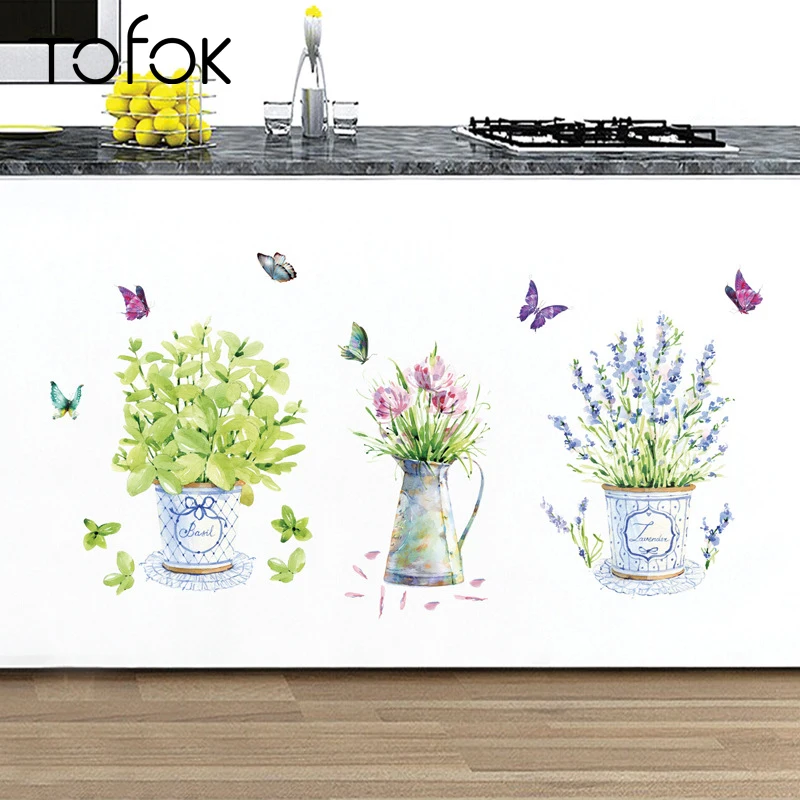 Акварельный букет бабочек Tofok DIY настенная наклейка самоклеящиеся наклейки для