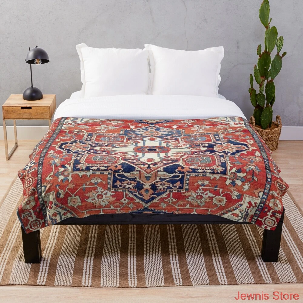 

Heriz Azerbaijan Northwest Persian Rug Print Throw Blanket flannel Sherpa bedspread bedding sofa picnic fur soft blanket