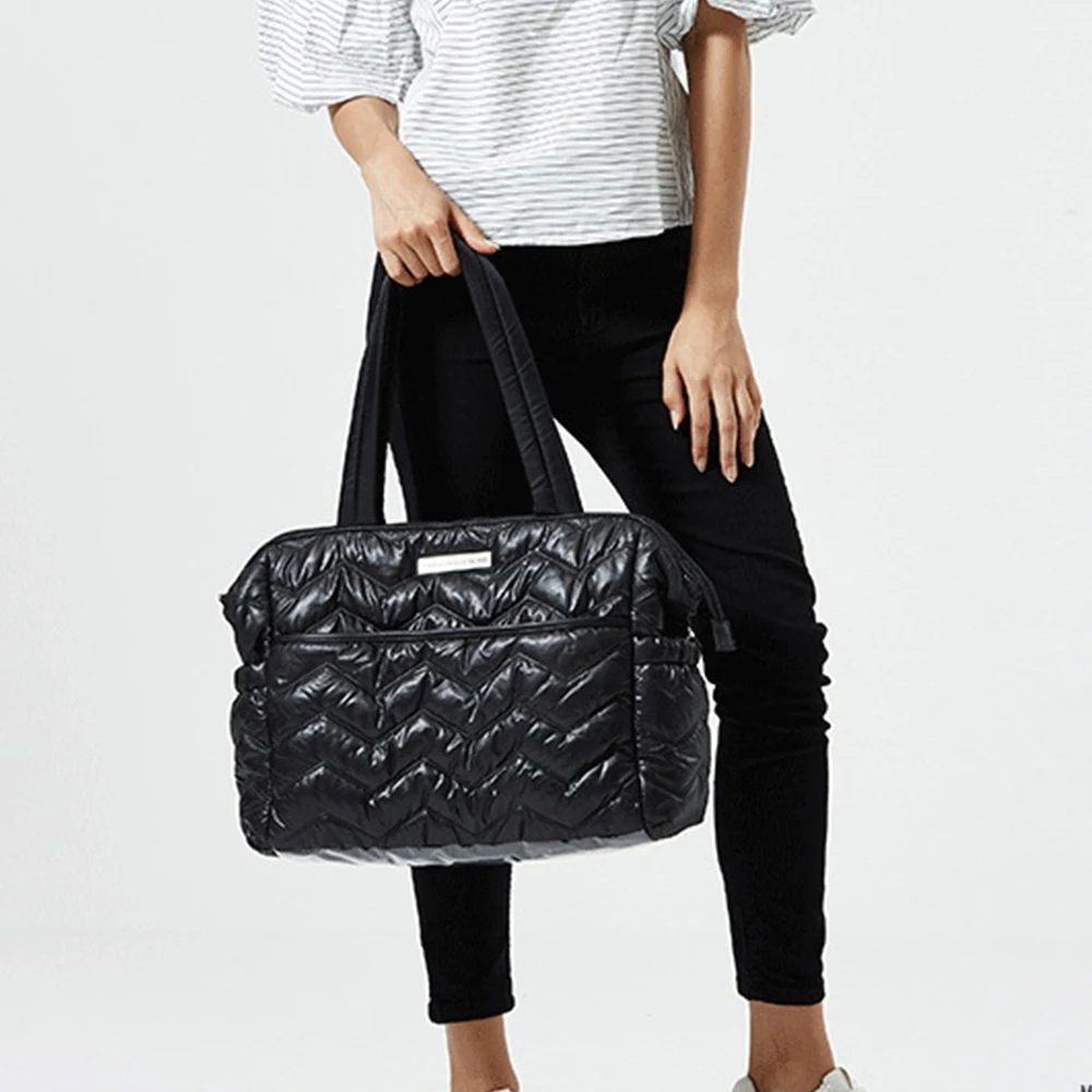 Winter Cotton Padded Women Handbag Large Mommy Bag Space Shoulder Bag Travel Bags for Women 2021 Big Tote Crossbody Bags Purse