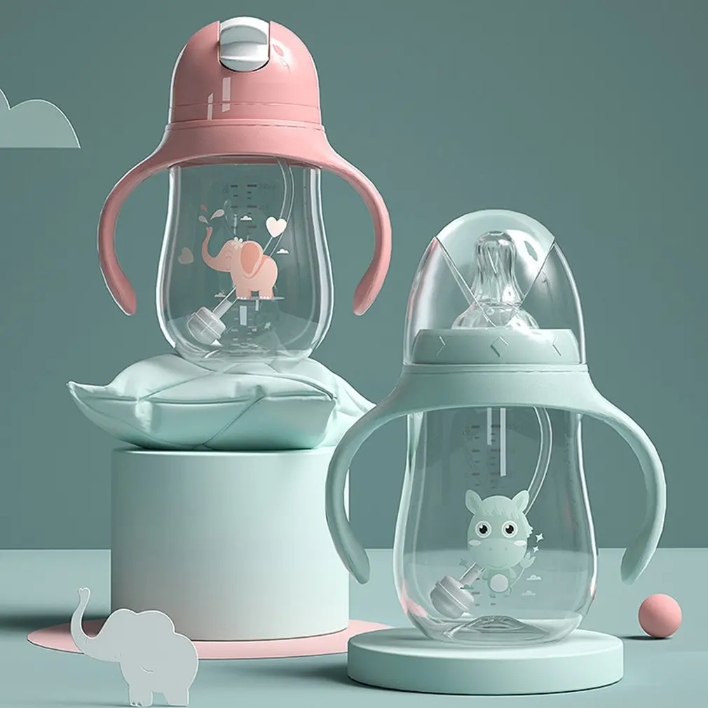 Baby bottles Drinking Cup Feeding Bottle Wide-Caliber Multifunctional Drinking Milk Drinking Water Dual-use Bottle BPA Free