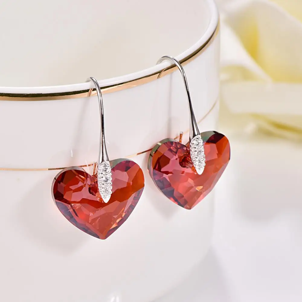 Кристаллы от Swarovski Love подвесное сердечко серьги для женщин Новая мода