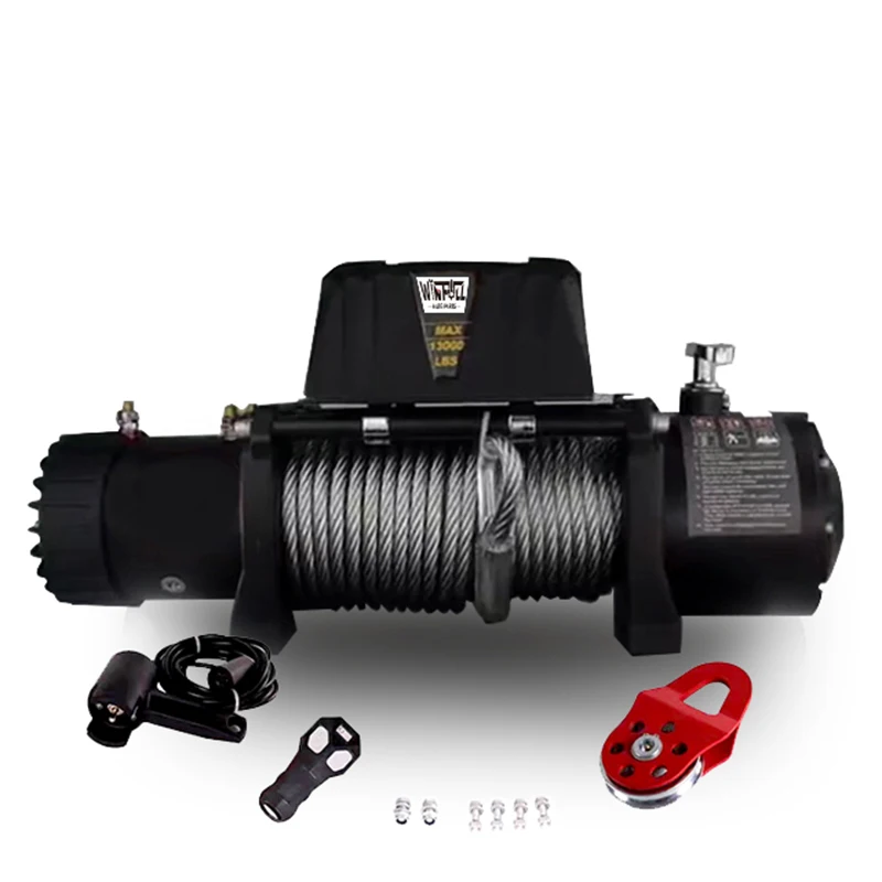 

WFHEATER 12V 24V 5897kg 13000lbs Winch Electric For Auto Wire Rope Winch Certified CE MD RED Winch Cross-Border Oversea