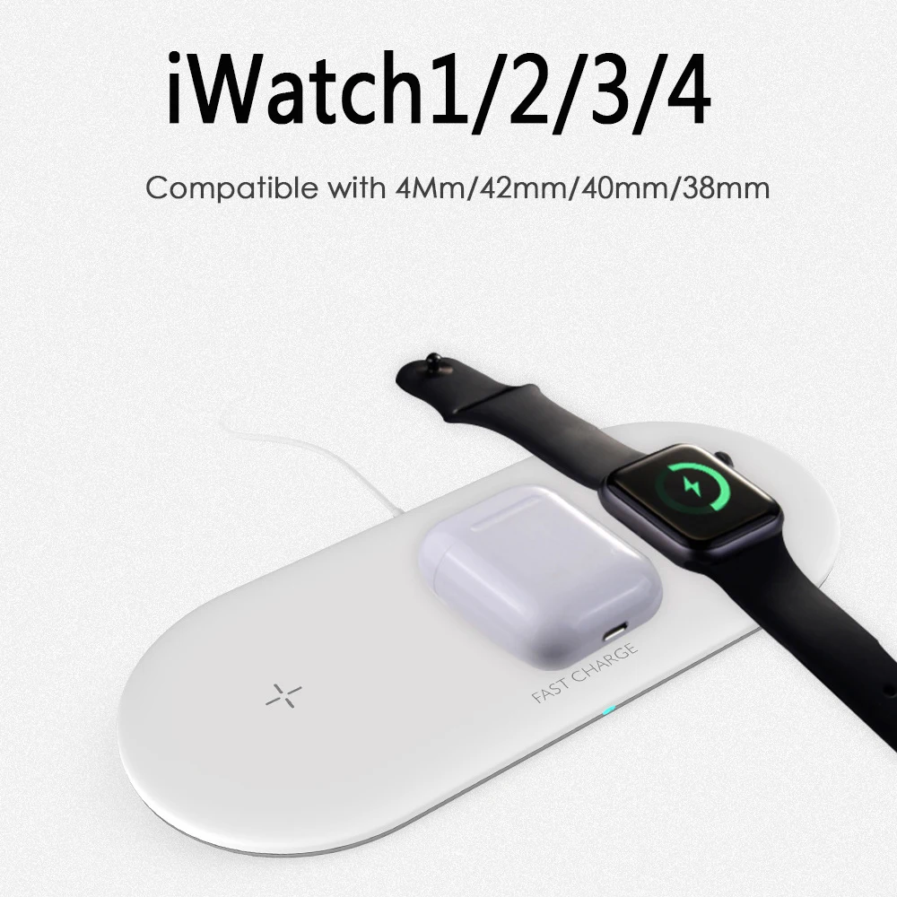 3 в 1 10 Вт Беспроводная зарядная станция Подставка для IPhone Apple Watch Airpods Быстрая