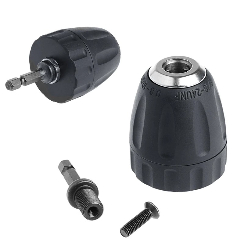 

0.8-10mm Keyless Drill Chuck Converter 3/8\" 24UNF + 1/4\" Hex Shank SDS Adaptor