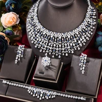 kellybola fashion exquisite full cubic zirconia necklace earrings bracelet ring 4pcs female bride wedding banquet jewelry sets